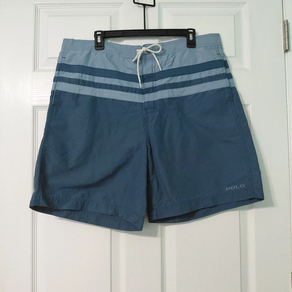 Polo Sport Ralph Lauren Swim Trunks Mens Large Striped Board Shorts Colorblock